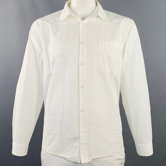 MERZ B. SCHWANEN Size XL White Cotton One Pocket Relaxed Fit Long Sleeve Shirt - Picture 1 of 10